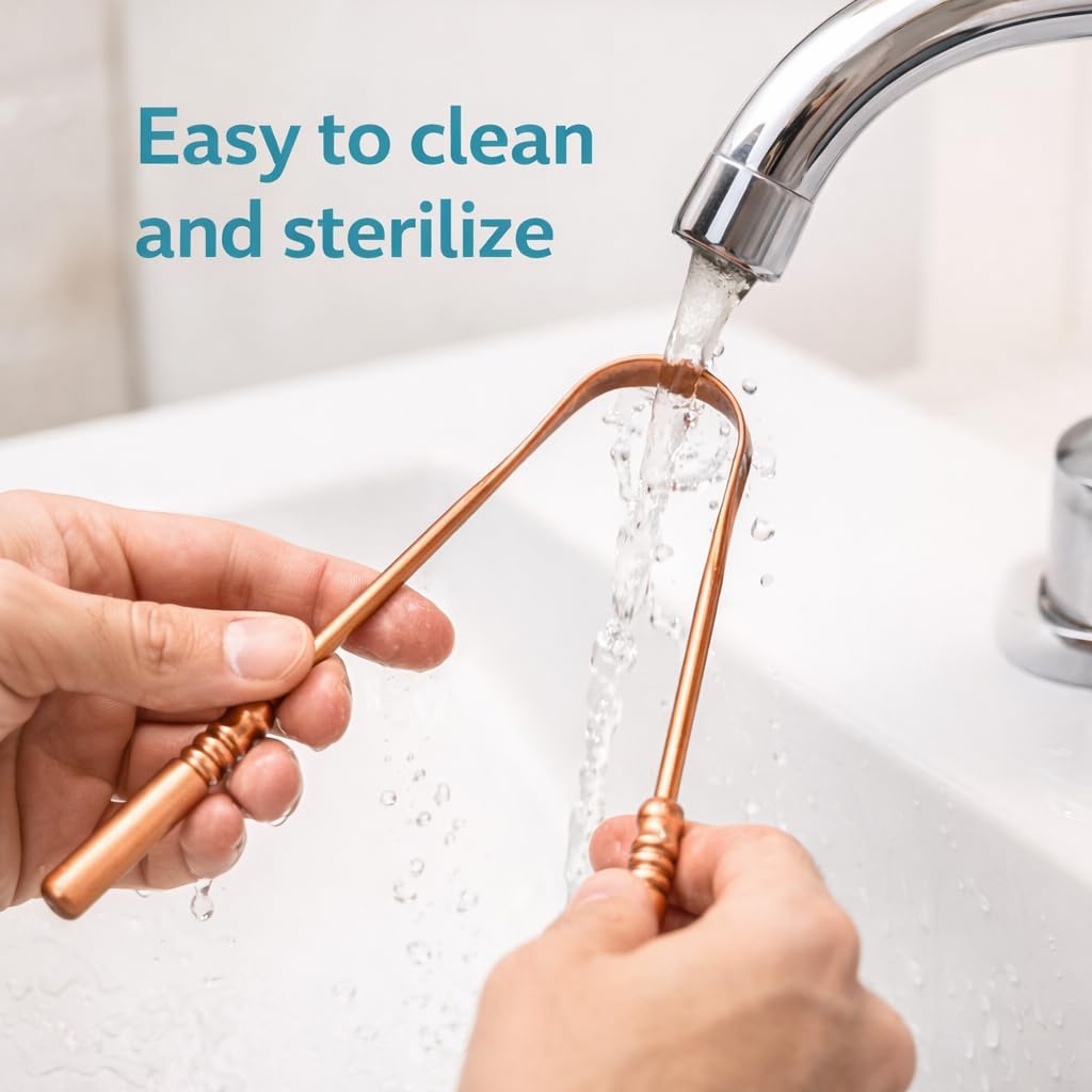Kosha Ayurveda Copper Tongue Scraper Cleaner | Perfect Surgical Tongue Scraper | Best Remedy for Bad Breath | Maintains Oral Hygiene | Thick Safe Blunt Edges | Flexible Handle and Comfortable Grip (Pack of 1) - Image 6