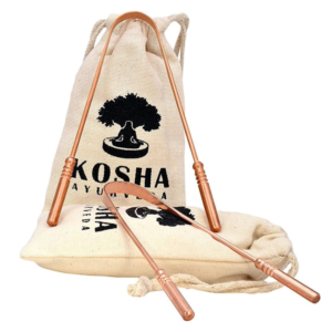 Kosha Ayurveda Copper Tongue Scraper Cleaner | Perfect Surgical Tongue Scraper | Best Remedy for Bad Breath | Maintains Oral Hygiene | Thick Safe Blunt Edges | Flexible Handle and Comfortable Grip (Pack of 2)